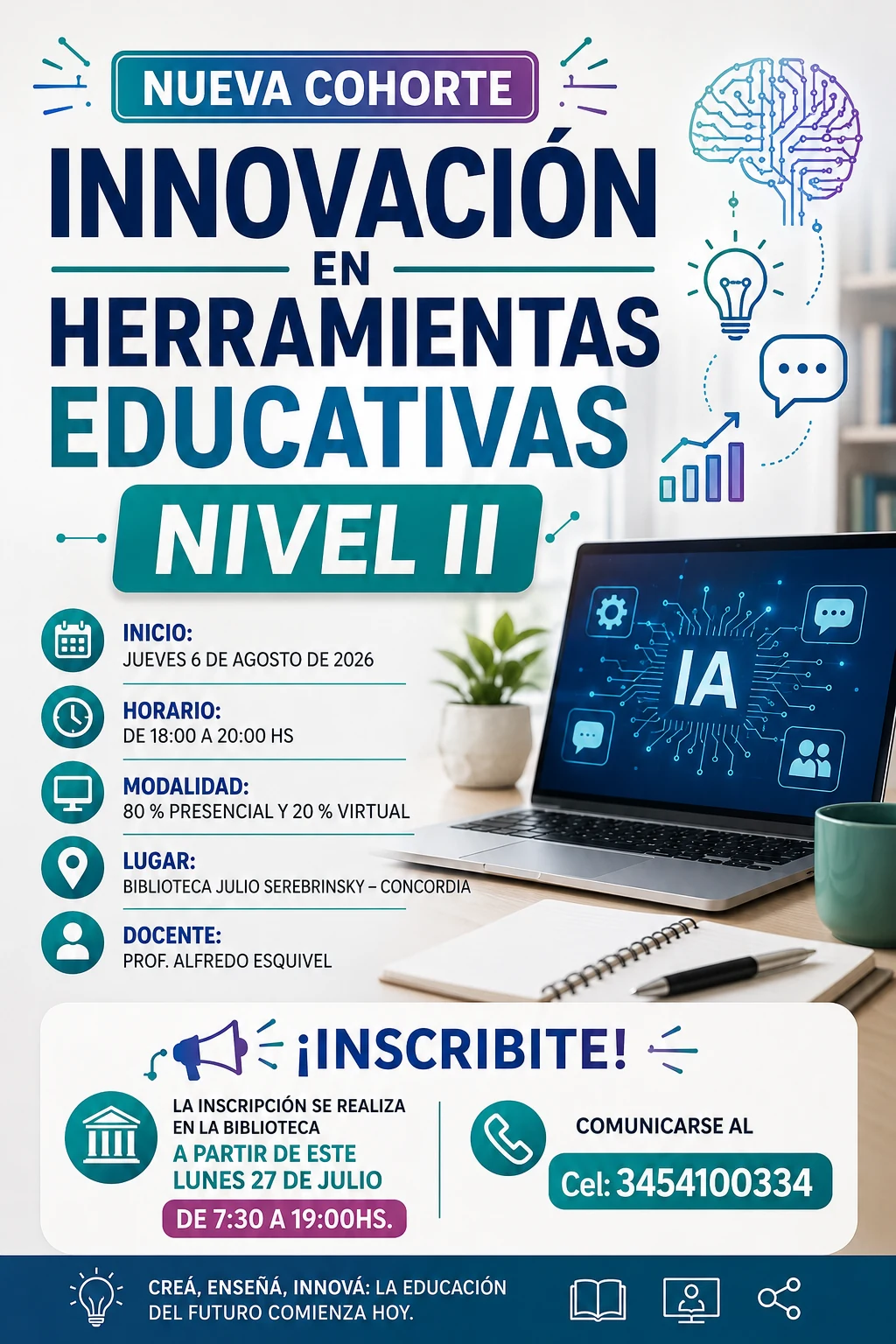 Flyer del curso Innovación en Herramientas Educativas Nivel II